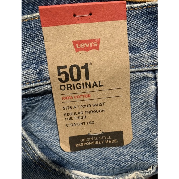 Levi's 501 Original-Fit Ripped Men's Jeans Size 29 x 30 MSRP $79 medium Wash NWT - Picture 6 of 12